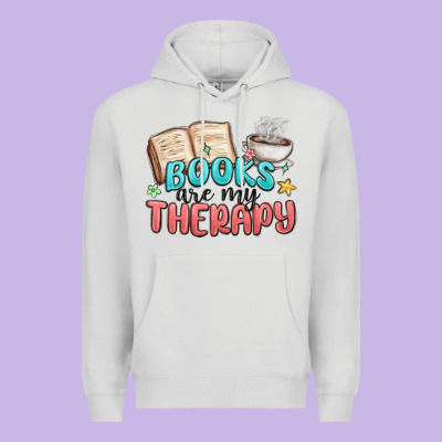 Books Are My Therapy Premium Hoodie Designed By Maliassmallbusiness
