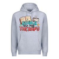 Heather Grey books are my therapy Premium Hoodie - MaliasSmallBusiness