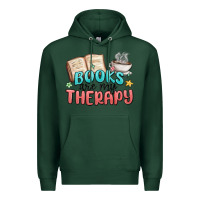 Sports Green books are my therapy Premium Hoodie - MaliasSmallBusiness