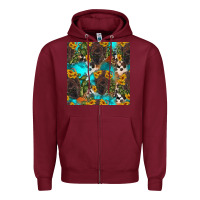 Burgundy western bison and sunflowers seamless pattern Zipper Hoodie - HRA Design Shop