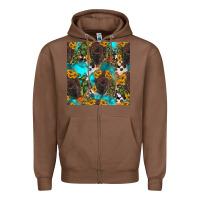 Chestnut western bison and sunflowers seamless pattern Zipper Hoodie - HRA Design Shop