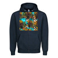 Navy western bison and sunflowers seamless pattern Zipper Hoodie - HRA Design Shop