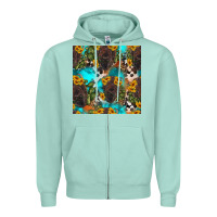 Seafoam western bison and sunflowers seamless pattern Zipper Hoodie - HRA Design Shop
