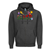 Charcoal Heather the beach is my happy place Zipper Hoodie - CowhideDigitalArt