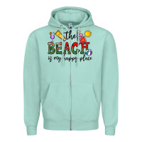Seafoam the beach is my happy place Zipper Hoodie - CowhideDigitalArt