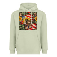 Matcha usa flag with army boot seamless pattern Heavyweight Hoodie - BundleAndBundleShop
