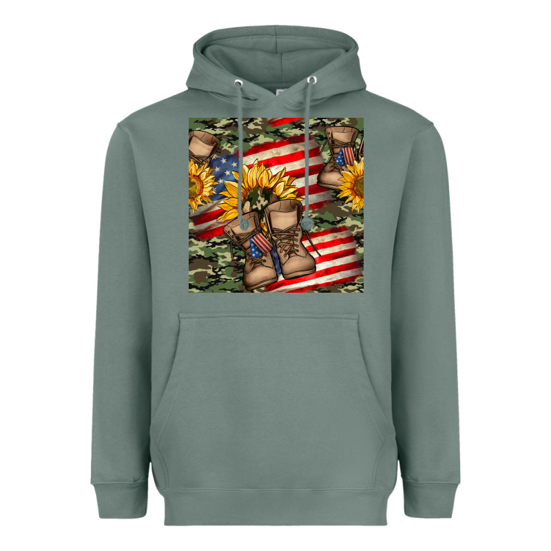 Usa Flag With Army Boot Seamless Pattern Heavyweight Hoodie by BundleAndBundleShop | Teevron