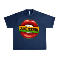 Navy juneteenth lips Urban Heavy Tee - texasbilliewilder