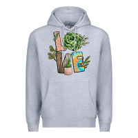 Heather Grey plant love Premium Hoodie - NancyCooperArtShop
