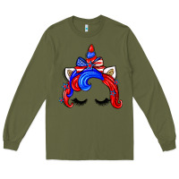 Army Green 4th of july unicorn Long Sleeve Tee - Zillion Design Studio