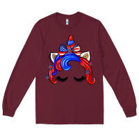 Burgundy 4th of july unicorn Long Sleeve Tee - Zillion Design Studio