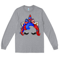 Heather Grey 4th of july unicorn Long Sleeve Tee - Zillion Design Studio