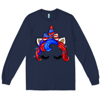 Navy 4th of july unicorn Long Sleeve Tee - Zillion Design Studio