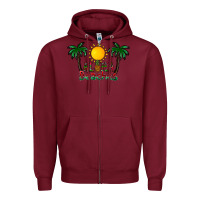 Burgundy aloha beaches Zipper Hoodie - CowhideDigitalArt