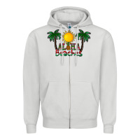 Dove Grey aloha beaches Zipper Hoodie - CowhideDigitalArt