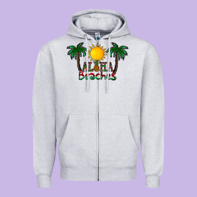 Aloha Beaches Zipper Hoodie Designed By Cowhidedigitalart