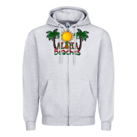 Heather Grey aloha beaches Zipper Hoodie - CowhideDigitalArt