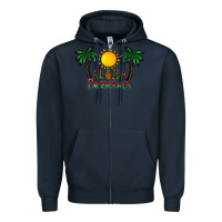 Navy aloha beaches Zipper Hoodie - CowhideDigitalArt