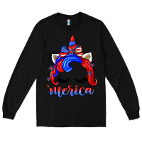 Black 4th of july 'merica unicorn Long Sleeve Tee - Zillion Design Studio