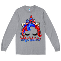 Heather Grey 4th of july 'merica unicorn Long Sleeve Tee - Zillion Design Studio