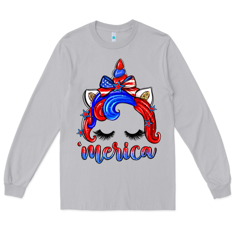 4th Of July 'merica Unicorn Long Sleeve Tee by Zillion Design Studio | Teevron
