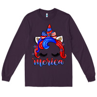 Plum 4th of july 'merica unicorn Long Sleeve Tee - Zillion Design Studio