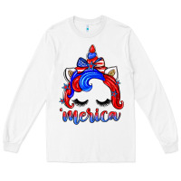 White 4th of july 'merica unicorn Long Sleeve Tee - Zillion Design Studio