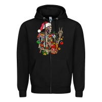 Black Christmas lights and skeleton Zipper Hoodie - FaDigitalArtStudio