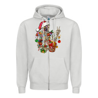 Dove Grey Christmas lights and skeleton Zipper Hoodie - FaDigitalArtStudio