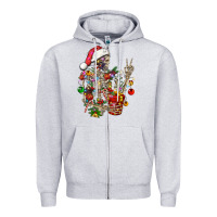Heather Grey Christmas lights and skeleton Zipper Hoodie - FaDigitalArtStudio