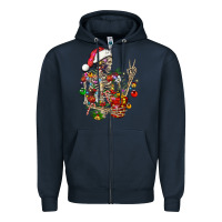 Navy Christmas lights and skeleton Zipper Hoodie - FaDigitalArtStudio