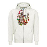Oatmeal Heather Christmas lights and skeleton Zipper Hoodie - FaDigitalArtStudio