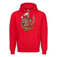 Red Christmas lights and skeleton Zipper Hoodie - FaDigitalArtStudio