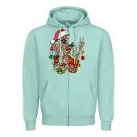 Seafoam Christmas lights and skeleton Zipper Hoodie - FaDigitalArtStudio