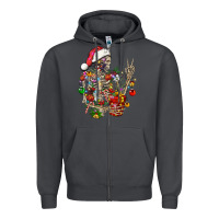 Smoke Christmas lights and skeleton Zipper Hoodie - FaDigitalArtStudio