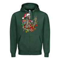 Sports Green Christmas lights and skeleton Zipper Hoodie - FaDigitalArtStudio