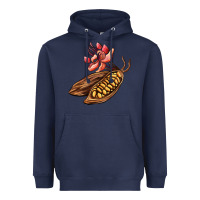 Navy cacao beans and flowers Heavyweight Hoodie - AdoDesignShop