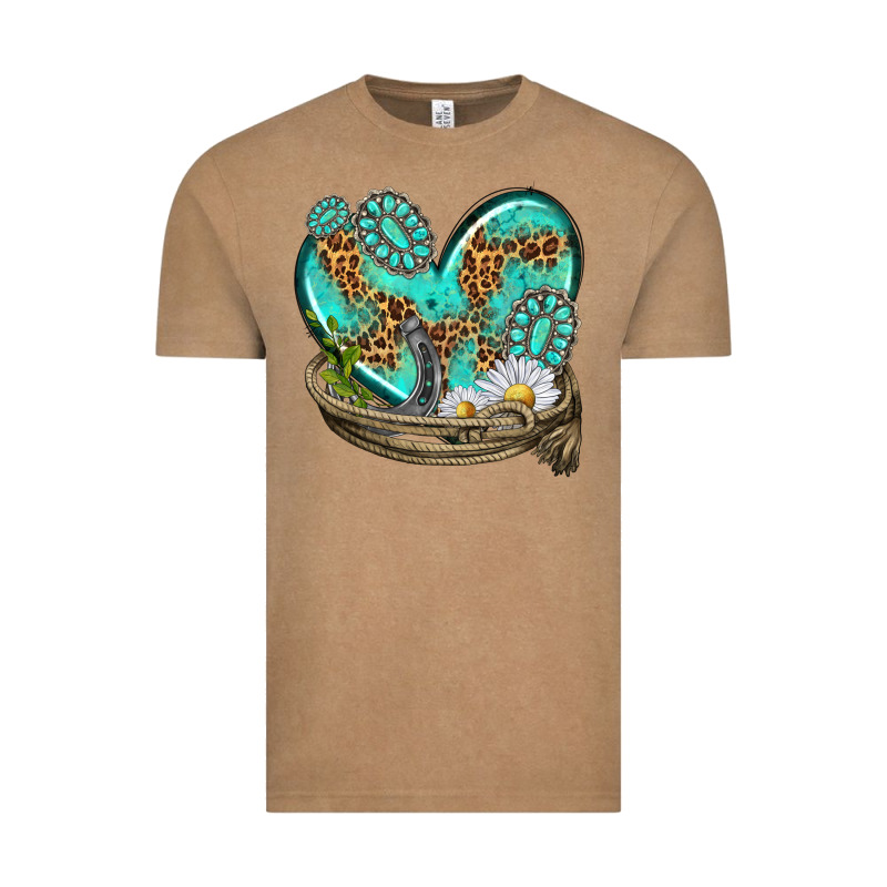 Turquoise Western Heart With Horseshoe Vintage Tee by texasbilliewilder | Teevron