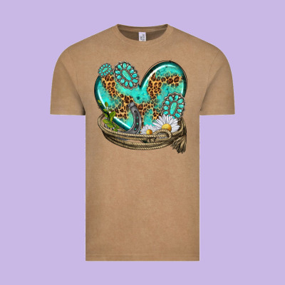 Turquoise Western Heart With Horseshoe Vintage Tee Designed By Texasbilliewilder