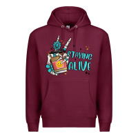Burgundy staying alive Premium Hoodie - MaliasSmallBusiness