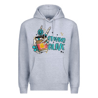 Heather Grey staying alive Premium Hoodie - MaliasSmallBusiness
