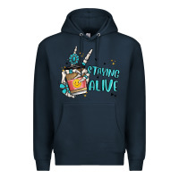 Navy staying alive Premium Hoodie - MaliasSmallBusiness