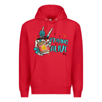 Red staying alive Premium Hoodie - MaliasSmallBusiness