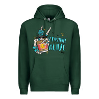 Sports Green staying alive Premium Hoodie - MaliasSmallBusiness