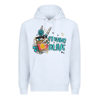 White staying alive Premium Hoodie - MaliasSmallBusiness