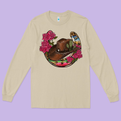 Western Serape Horseshoe Long Sleeve Tee Designed By Ranaportraitstore
