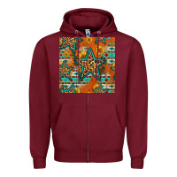 Burgundy western stars seamless pattern Zipper Hoodie - HRA Design Shop