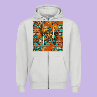 Western Stars Seamless Pattern Zipper Hoodie Designed By Hra Design Shop