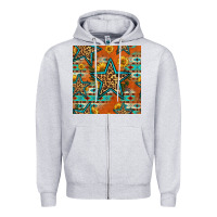 Heather Grey western stars seamless pattern Zipper Hoodie - HRA Design Shop