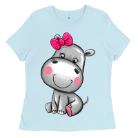 Baby Blue cute hippopotamus Ladies Tee - AdoDesignShop